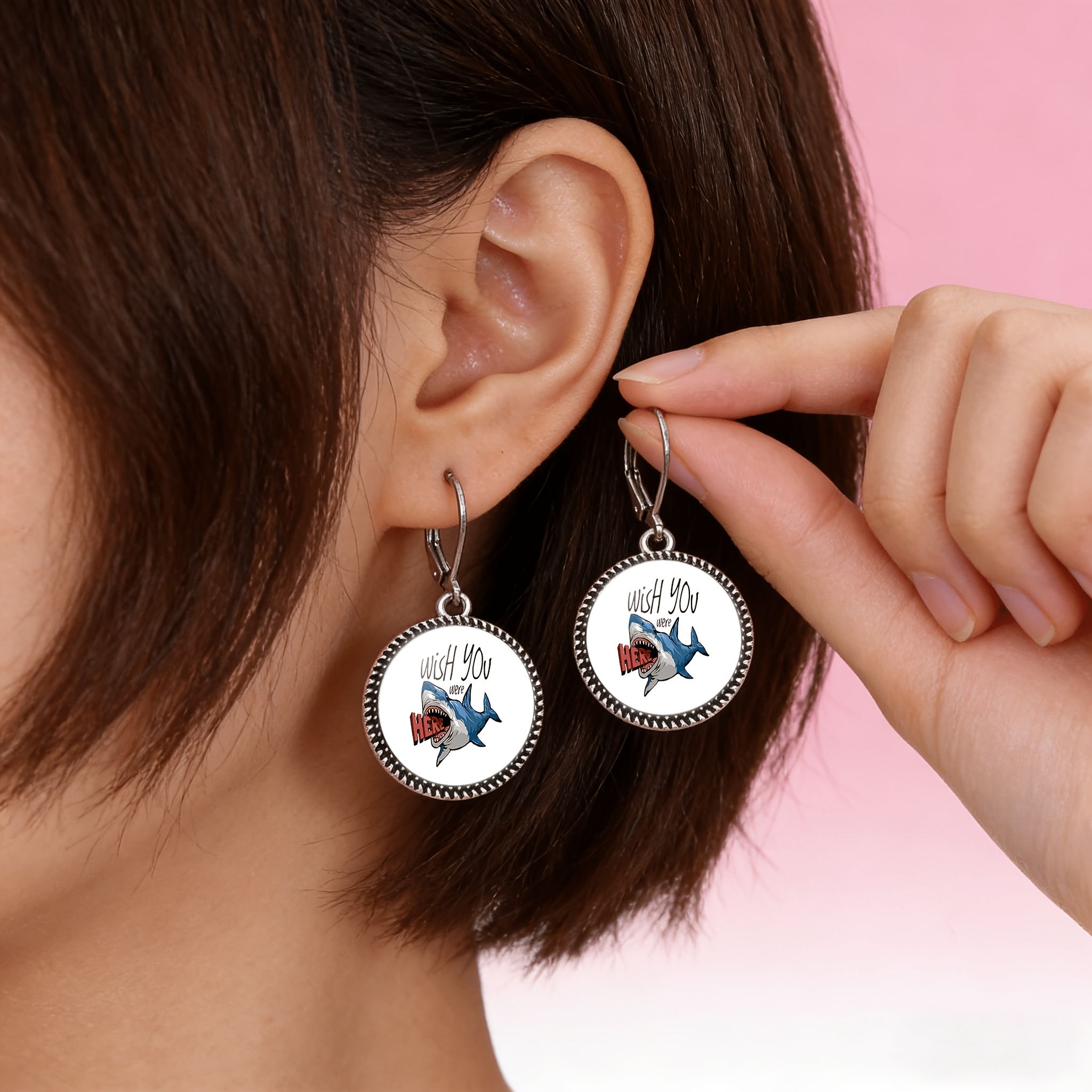 3pcs Shark Pattern Necklace Earring Set for Women